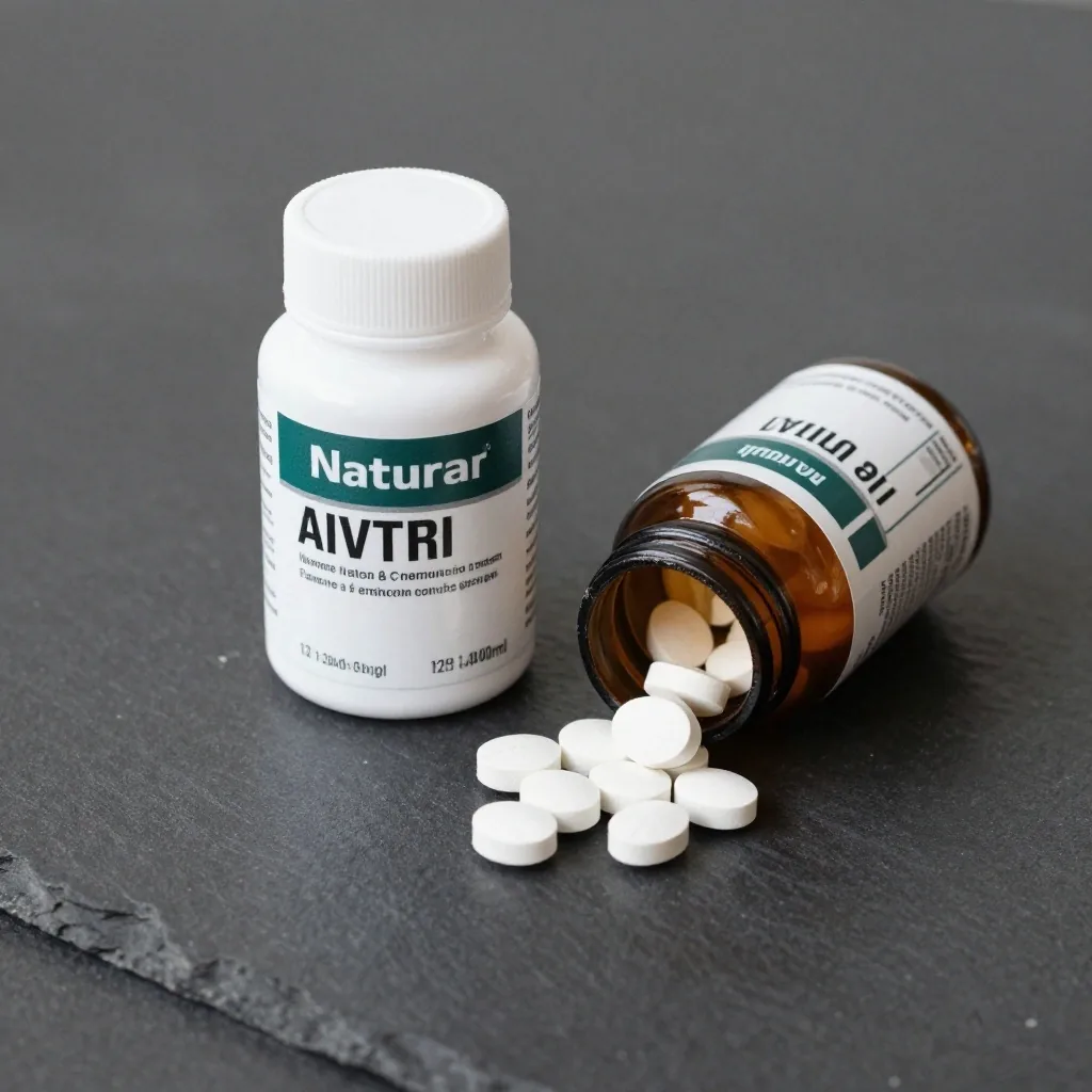 Two blister packs and a supplement bottle laid out on a dark slate counter while an ingredient panel is checked